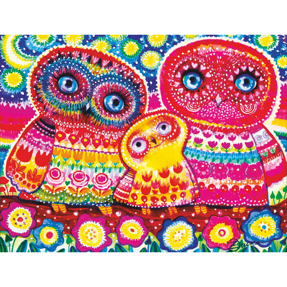 DaVICI Puzzle - Bunte Eulen