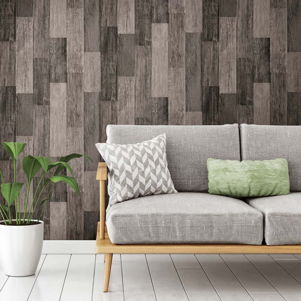 RM - PEEL & STICK Wallpaper - Verwittertes Holz Schwarz