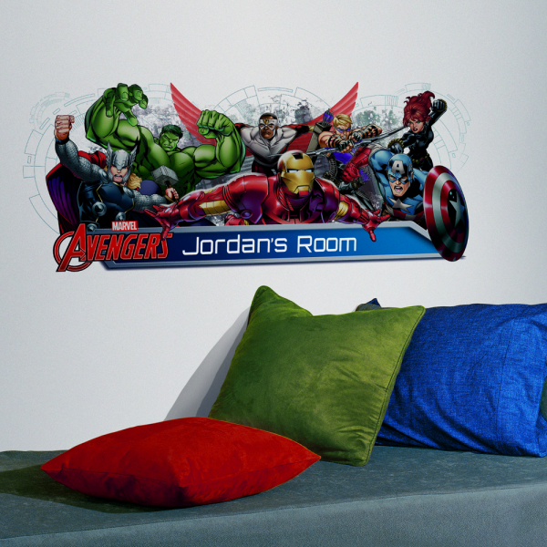 AVENGERS ASSEMBLE PERSONALIZATION HEADBOARD PEEL AND STICK WALL DECALS