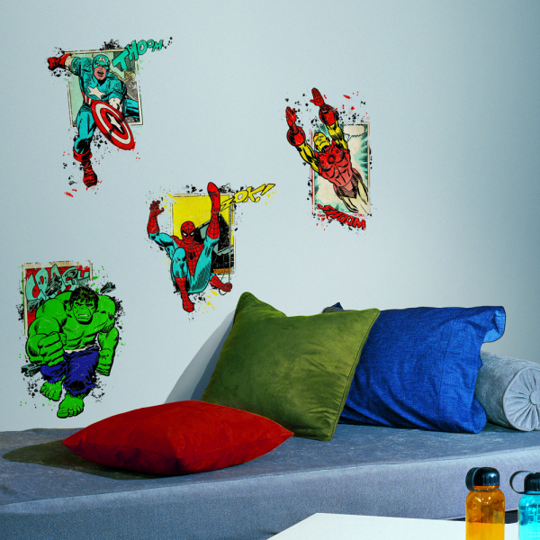 MARVEL SUPERHERO BURST PEEL AND STICK GIANT WALL DECALS