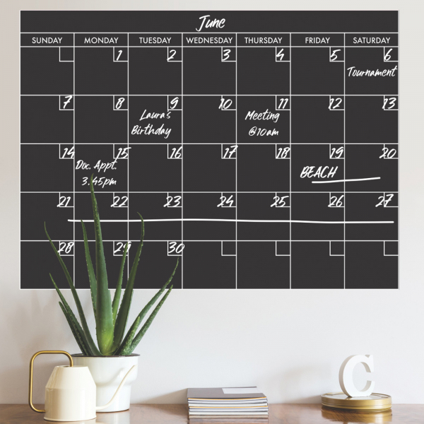 CHALK CALENDAR PEEL AND STICK GIANT WALL DECAL