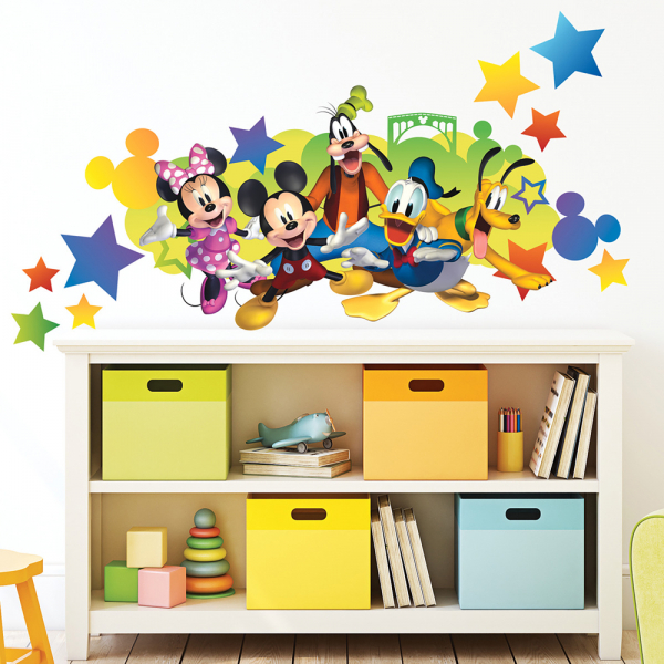 MICKEY &amp; FRIENDS PEEL AND STICK GIANT WALL DECALS W/PERSONALIZATION