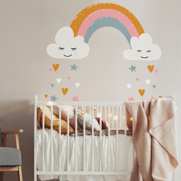RAINBOW AND HEARTS PEEL AND STICK XL GIANT WALL DECALS