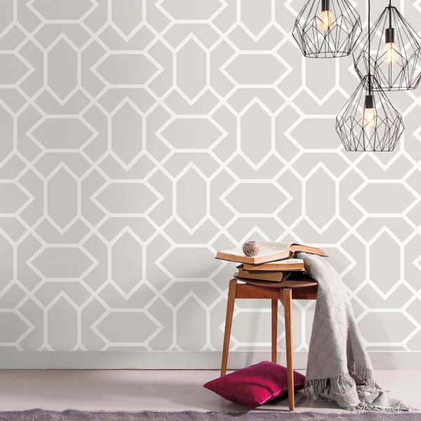 PEEL &amp; STICK Wallpaper - Modernes geometrisches Muster Grau
