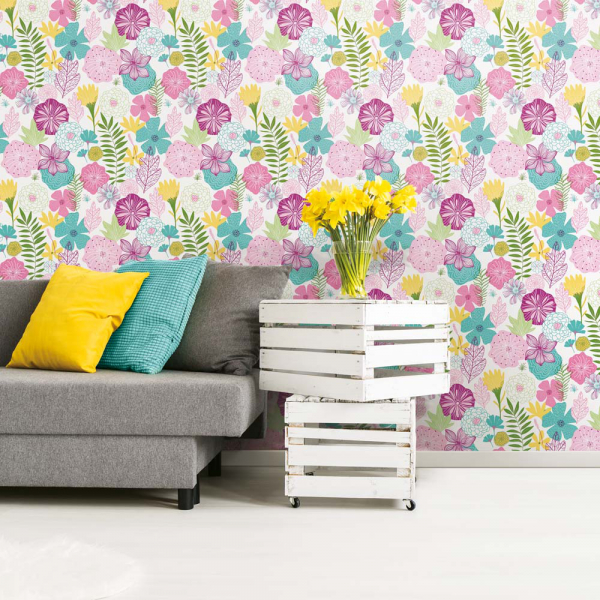 PEEL &amp; STICK Wallpaper - Blütentraum Lila