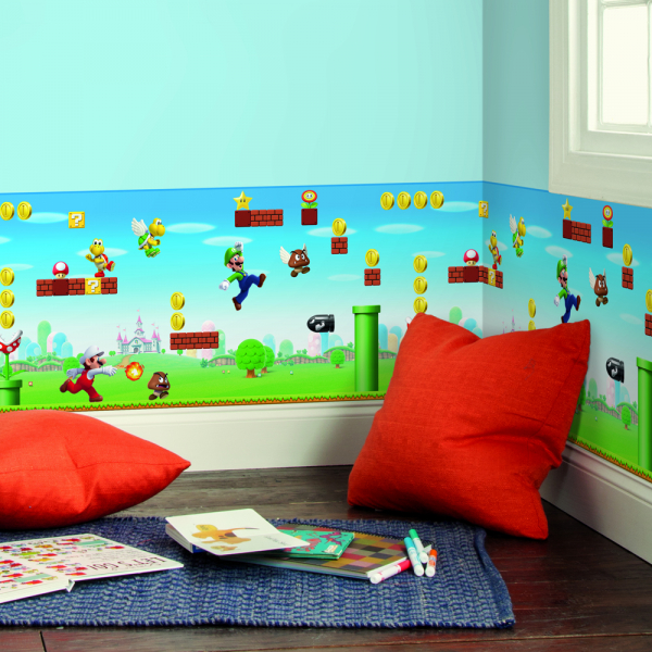 MARIO SCENE PEEL &amp; STICK WALLPAPER BORDER
