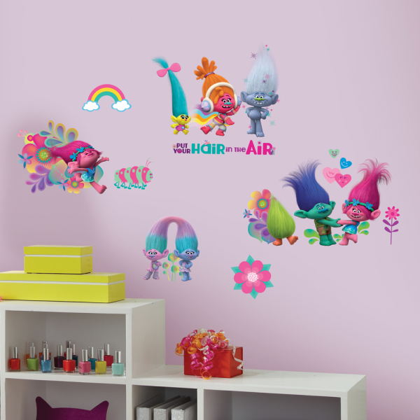 TROLLS MOVIE PEEL AND STICK WALL DECALS