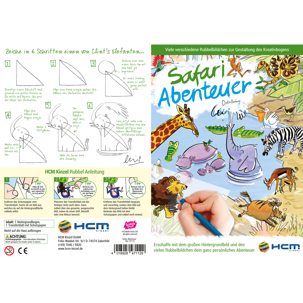 Neu Scribble Down Safari Abenteuer Rubbelbildchen Kinder HCM Kreativ !112