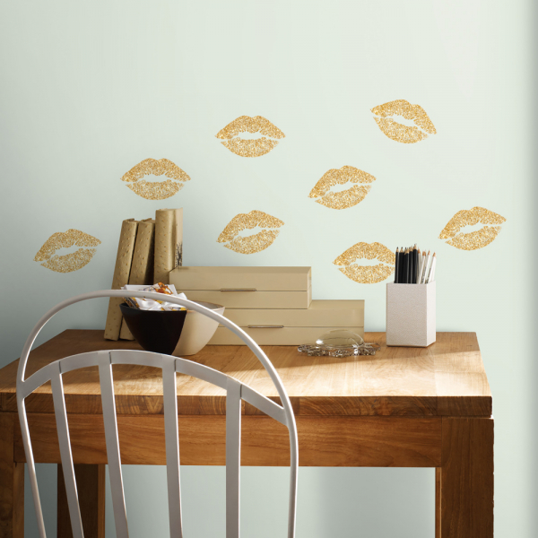 LIP PEEL AND STICK WALL DECALS WITH GLITTER