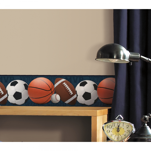 SPORTS BALLS PEEL &amp; STICK BORDER