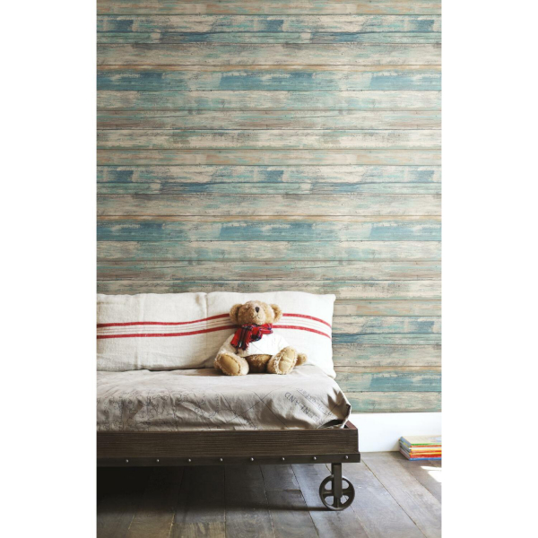 PEEL &amp; STICK Wallpaper - Verwittertes Holz blau